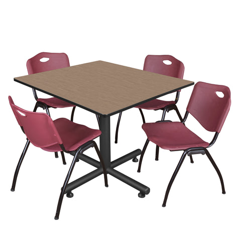 Regency Kobe 30 in. Square XBase Breakroom Table 4 M Stack Chairs