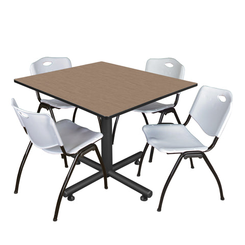 Regency Kobe 30 in. Square XBase Breakroom Table 4 M Stack Chairs