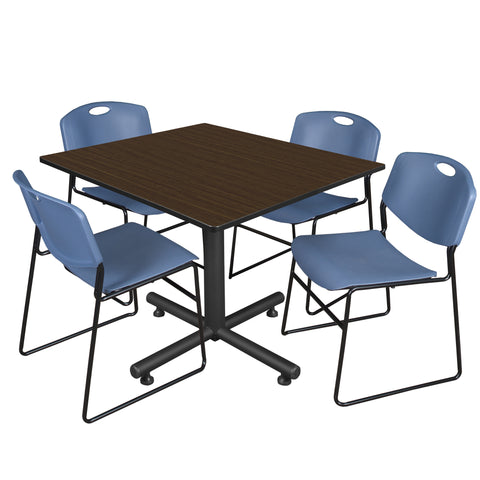 Regency Kobe 30 in. Square XBase Breakroom Table 4 Zeng Stack Chairs