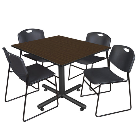 Regency Kobe 30 in. Square XBase Breakroom Table 4 Zeng Stack Chairs