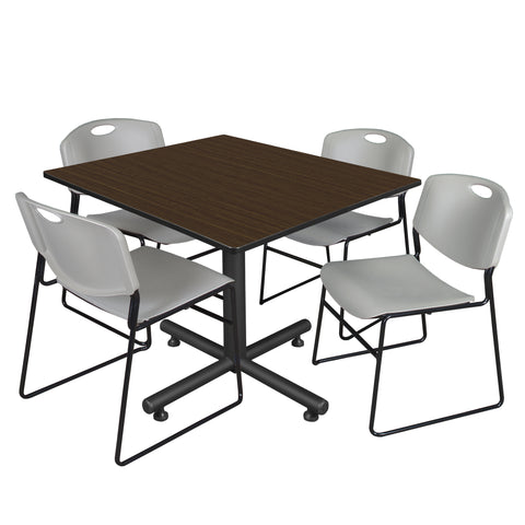 Regency Kobe 30 in. Square XBase Breakroom Table 4 Zeng Stack Chairs