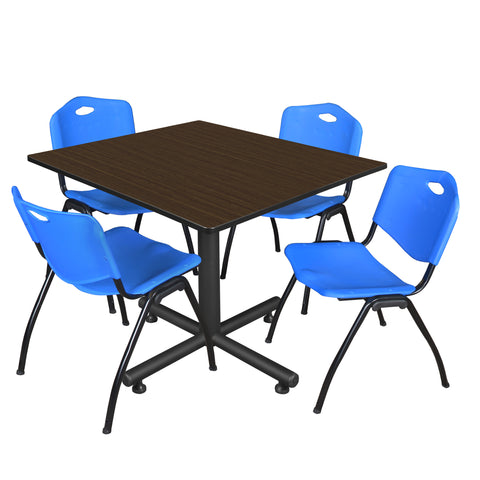 Regency Kobe 30 in. Square XBase Breakroom Table 4 M Stack Chairs