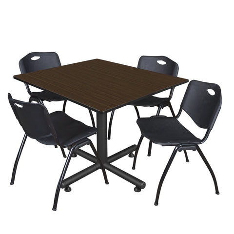 Regency Kobe 30 in. Square XBase Breakroom Table 4 M Stack Chairs