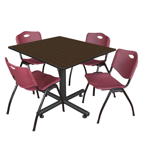 Regency Kobe 30 in. Square XBase Breakroom Table 4 M Stack Chairs