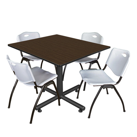 Regency Kobe 30 in. Square XBase Breakroom Table 4 M Stack Chairs