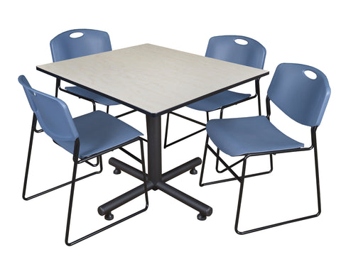 Regency Kobe 30 in. Square XBase Breakroom Table 4 Zeng Stack Chairs
