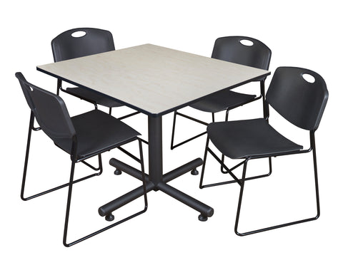 Regency Kobe 30 in. Square XBase Breakroom Table 4 Zeng Stack Chairs