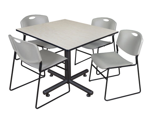Regency Kobe 30 in. Square XBase Breakroom Table 4 Zeng Stack Chairs