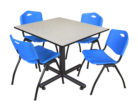 Regency Kobe 30 in. Square XBase Breakroom Table 4 M Stack Chairs