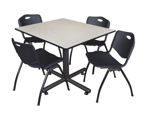 Regency Kobe 30 in. Square XBase Breakroom Table 4 M Stack Chairs