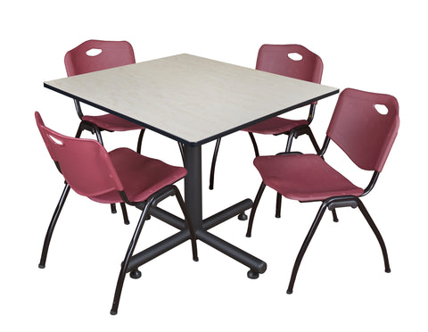 Regency Kobe 30 in. Square XBase Breakroom Table 4 M Stack Chairs