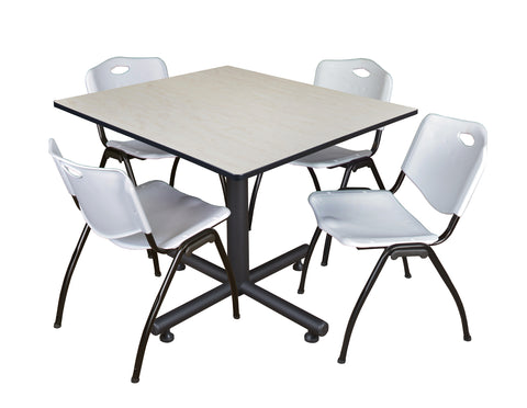 Regency Kobe 30 in. Square XBase Breakroom Table 4 M Stack Chairs