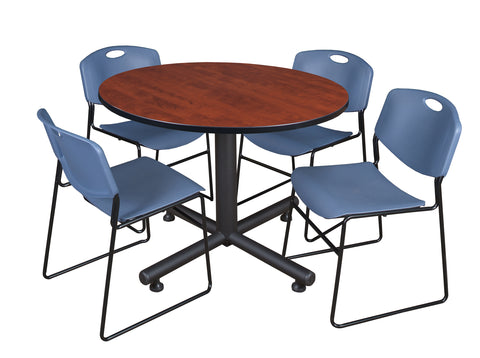 Regency Kobe 30 in. Square XBase Breakroom Table 4 Zeng Stack Chairs