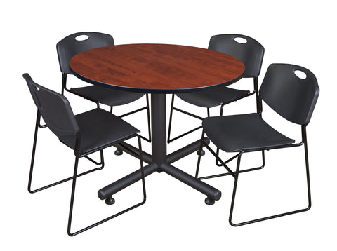 Regency Kobe 30 in. Square XBase Breakroom Table 4 Zeng Stack Chairs