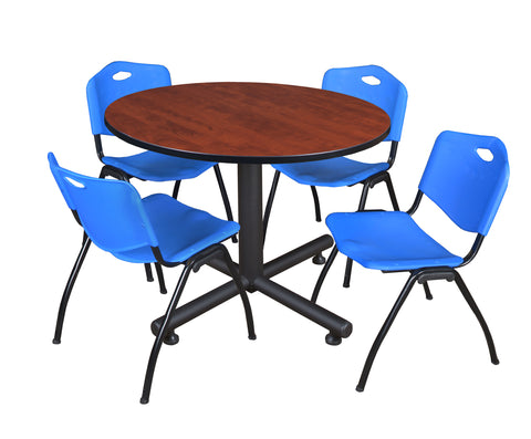 Regency Kobe 30 in. Square XBase Breakroom Table 4 M Stack Chairs