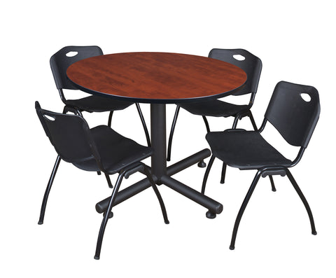Regency Kobe 30 in. Square XBase Breakroom Table 4 M Stack Chairs