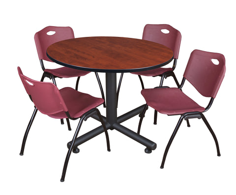 Regency Kobe 30 in. Square XBase Breakroom Table 4 M Stack Chairs
