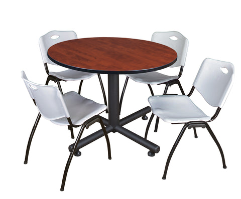 Regency Kobe 30 in. Square XBase Breakroom Table 4 M Stack Chairs