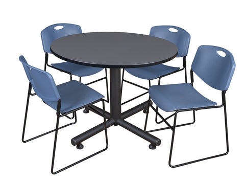 Regency Kobe 30 in. Square XBase Breakroom Table 4 Zeng Stack Chairs