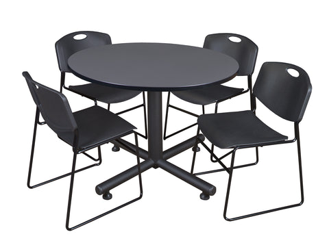 Regency Kobe 30 in. Square XBase Breakroom Table 4 Zeng Stack Chairs