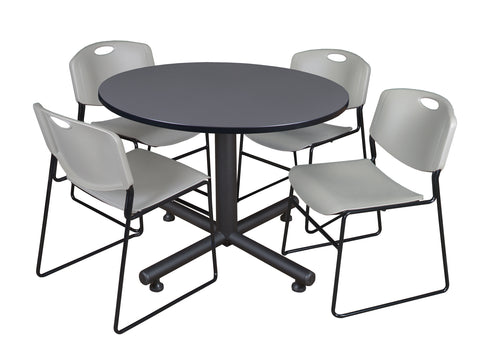 Regency Kobe 30 in. Square XBase Breakroom Table 4 Zeng Stack Chairs