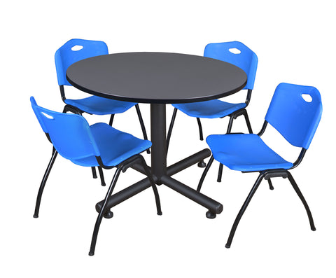 Regency Kobe 30 in. Square XBase Breakroom Table 4 M Stack Chairs
