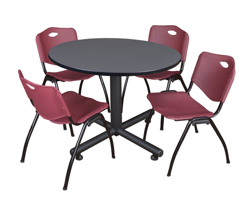 Regency Kobe 30 in. Square XBase Breakroom Table 4 M Stack Chairs