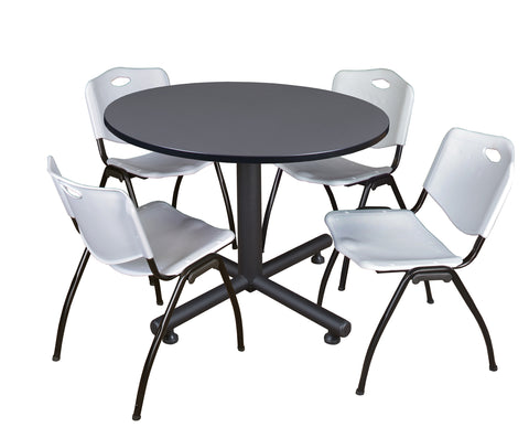 Regency Kobe 30 in. Square XBase Breakroom Table 4 M Stack Chairs