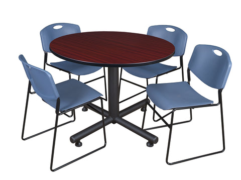 Regency Kobe 30 in. Square XBase Breakroom Table 4 Zeng Stack Chairs