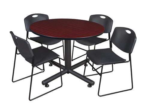 Regency Kobe 30 in. Square XBase Breakroom Table 4 Zeng Stack Chairs