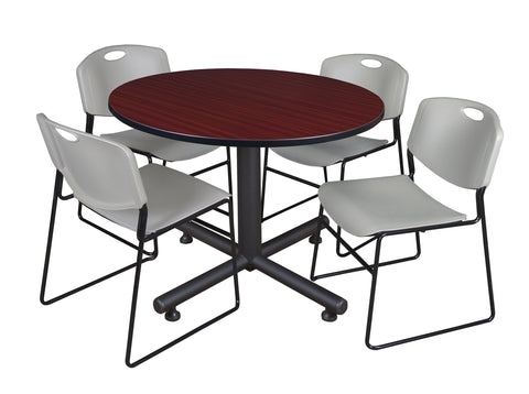 Regency Kobe 30 in. Square XBase Breakroom Table 4 Zeng Stack Chairs
