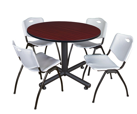 Regency Kobe 30 in. Square XBase Breakroom Table 4 M Stack Chairs