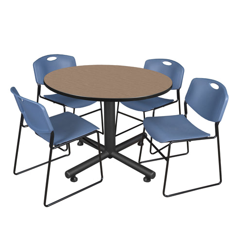 Regency Kobe 30 in. Square XBase Breakroom Table 4 Zeng Stack Chairs