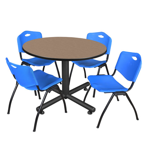 Regency Kobe 30 in. Square XBase Breakroom Table 4 M Stack Chairs