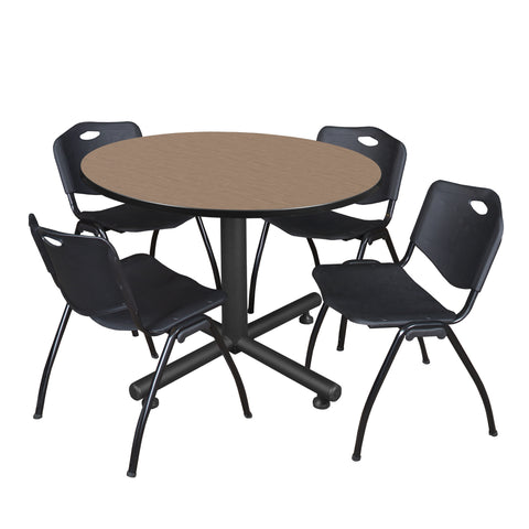 Regency Kobe 30 in. Square XBase Breakroom Table 4 M Stack Chairs