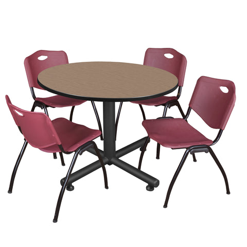 Regency Kobe 30 in. Square XBase Breakroom Table 4 M Stack Chairs