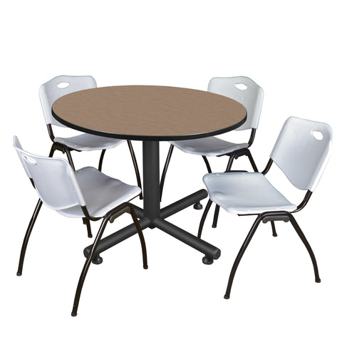 Regency Kobe 30 in. Square XBase Breakroom Table 4 M Stack Chairs