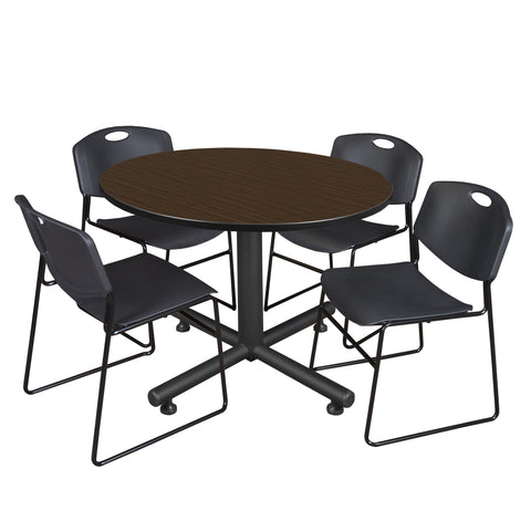 Regency Kobe 30 in. Square XBase Breakroom Table 4 Zeng Stack Chairs