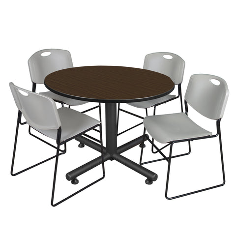 Regency Kobe 30 in. Square XBase Breakroom Table 4 Zeng Stack Chairs
