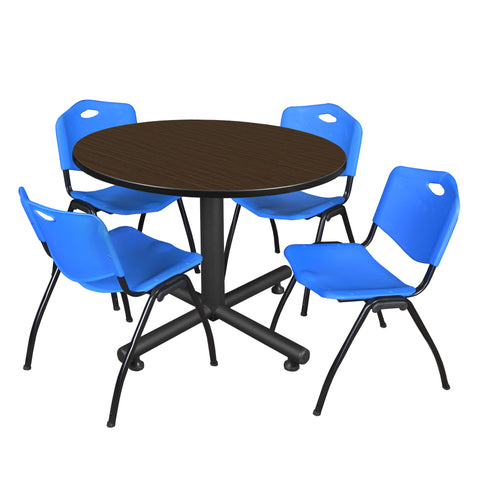 Regency Kobe 30 in. Square XBase Breakroom Table 4 M Stack Chairs