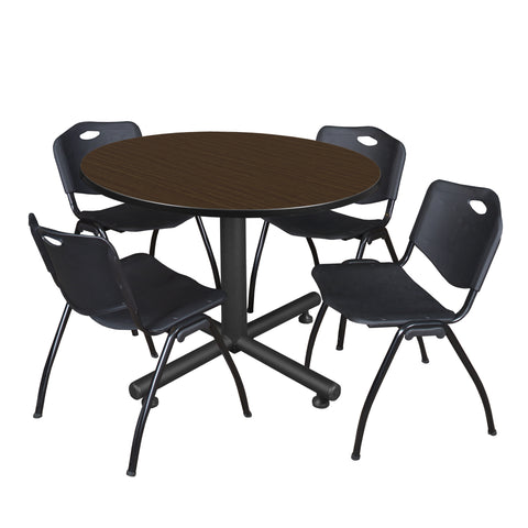 Regency Kobe 30 in. Square XBase Breakroom Table 4 M Stack Chairs