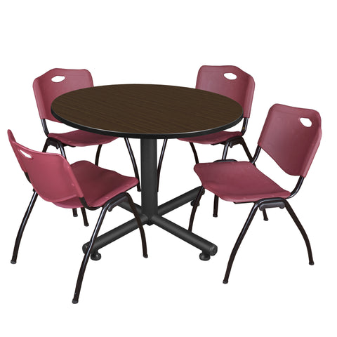 Regency Kobe 30 in. Square XBase Breakroom Table 4 M Stack Chairs