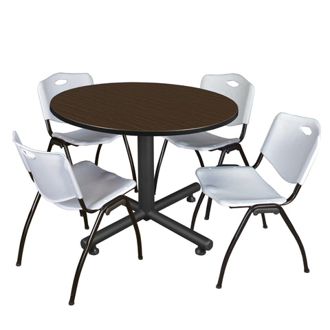 Regency Kobe 30 in. Square XBase Breakroom Table 4 M Stack Chairs