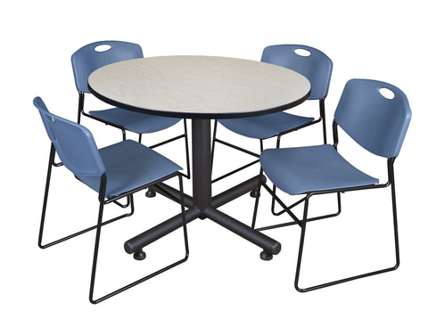 Regency Kobe 30 in. Square XBase Breakroom Table 4 Zeng Stack Chairs
