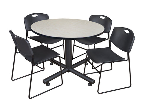 Regency Kobe 30 in. Square XBase Breakroom Table 4 Zeng Stack Chairs