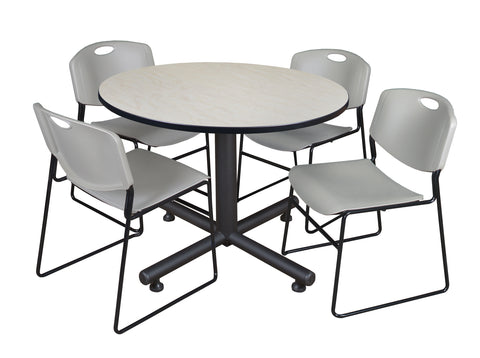 Regency Kobe 30 in. Square XBase Breakroom Table 4 Zeng Stack Chairs
