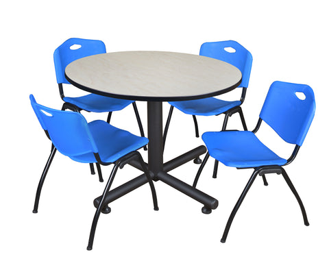 Regency Kobe 30 in. Square XBase Breakroom Table 4 M Stack Chairs