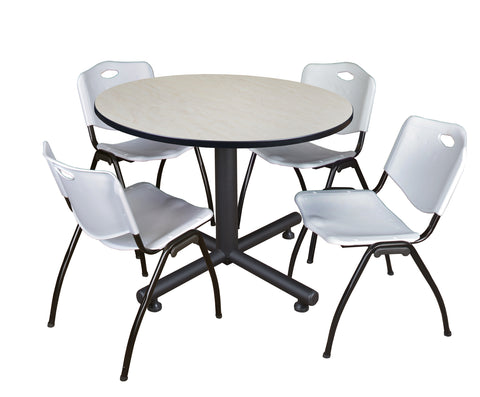 Regency Kobe 30 in. Square XBase Breakroom Table 4 M Stack Chairs