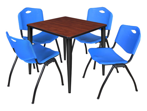 Regency Kahlo 30 in. Square Breakroom Table Top Black Base & 4 M Stack Chairs