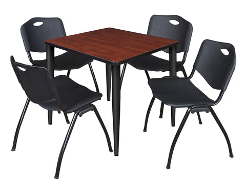 Regency Kahlo 30 in. Square Breakroom Table Top Black Base & 4 M Stack Chairs